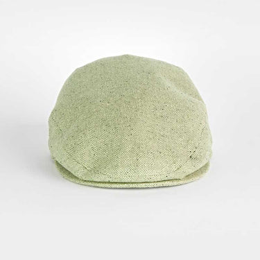 Olive Herringbone 100% Silk Flat Cap