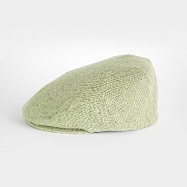 Olive Herringbone 100% Silk Flat Cap