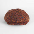 Orange Large Herringbone Donegal Tweed Pure Wool Gatsby Cap