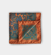 Orange Paisley Silk Pocket Square