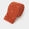 Orange & White Spot Knitted Cashmere Tie