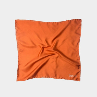 Orange with White Pin Dot Boarder Silk Pocket Square