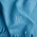 Plain Azure Blue Wide Width Pure Cashmere Scarf