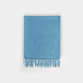 Plain Azure Blue Wide Width Pure Cashmere Scarf