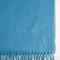 Plain Azure Blue Wide Width Pure Cashmere Scarf