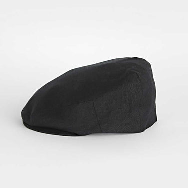 Plain Black 100% Linen Flat Cap