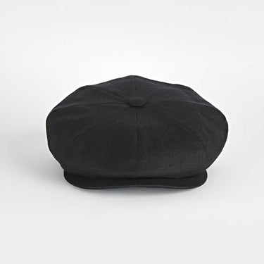 Plain Black Linen Gatsby Cap