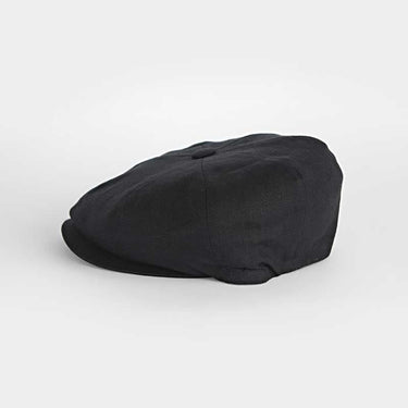 Plain Black Linen Gatsby Cap