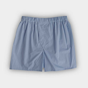 Plain Blue Cotton Poplin Boxer Shorts