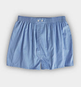 Plain Blue Cotton Poplin Boxer Shorts