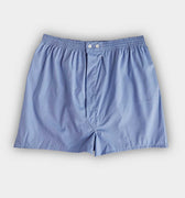 Plain Blue End - on - End Cotton Boxer Shorts