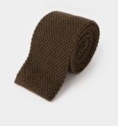 Plain Brown Knitted Cashmere Tie