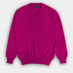 Plain Cerise 2 - Ply Cashmere V - Neck Sweater