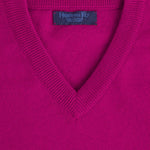 Plain Cerise 2 - Ply Cashmere V - Neck Sweater