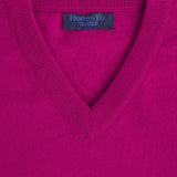 Plain Cerise 2 - Ply Cashmere V - Neck Sweater