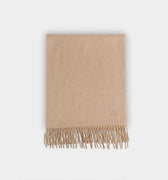 Plain Cream Wide Width Pure Cashmere Scarf