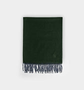 Plain Dark Green Wide Width Pure Cashmere Scarf