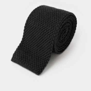 Plain Dark Nero Knitted Cashmere Tie