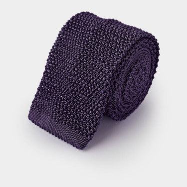 Plain Deep Purple Knitted Silk Tie