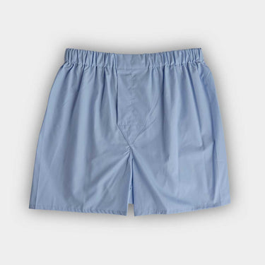 Plain French Blue Cotton Poplin Boxer Shorts