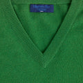 Plain Green 2 - Ply Cashmere V - Neck Pullover