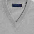 Plain Light Grey 2 - Ply Cashmere V - Neck Pullover