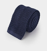 Plain Marine Knitted Silk Tie