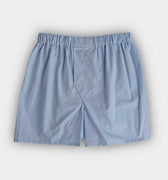 Plain Mid Blue Cotton Poplin Boxer Shorts