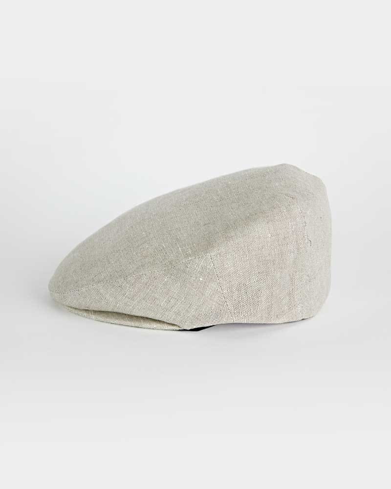 Plain Natural 100% Linen Flat Cap