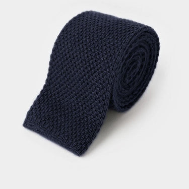 Plain Navy Knitted Cashmere Tie