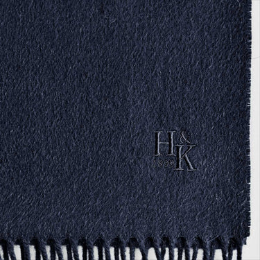 Plain Navy Pure Narrow Width Cashmere Scarf