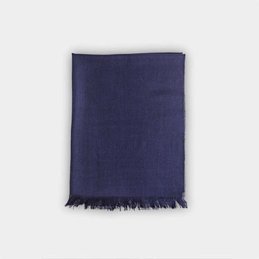 Plain Navy Silk & Cashmere Scarf