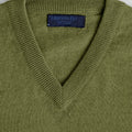 Plain Olive Green 2 - Ply Cashmere V - Neck Sweater