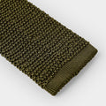 Plain Olive Green Knitted Silk Tie