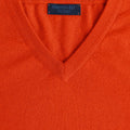 Plain Orange Gloss 2 - Ply Cashmere V - Neck Sweater