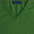 Plain Pagoda Green 2 - Ply Cashmere V - Neck Pullover