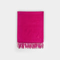 Plain Raspberry Wide Width Pure Cashmere Scarf