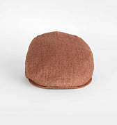 Plain Rust 100% Linen Flat Cap