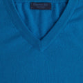 Plain Shard Blue 2 - Ply Cashmere V - Neck Pullover