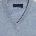 Plain Sky Blue 2 - Ply Cashmere V - Neck Sweater