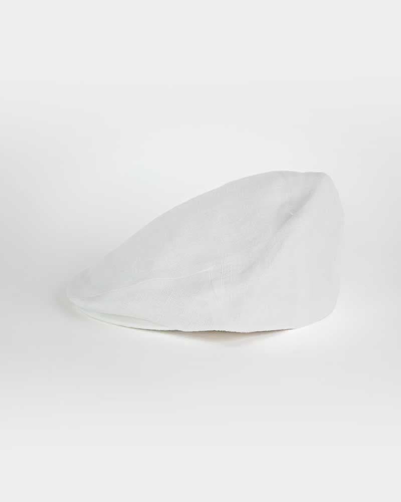 Plain White Linen Flat Cap
