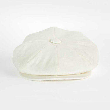 Plain White Linen Gatsby Cap