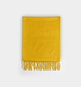 Plain Yellow Wide Width Pure Cashmere Scarf