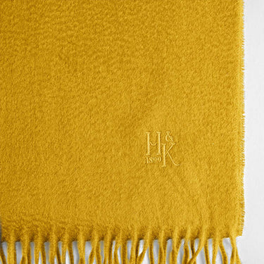 Plain Yellow Wide Width Pure Cashmere Scarf