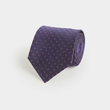 Purple Small Bean Motif Silk Tie