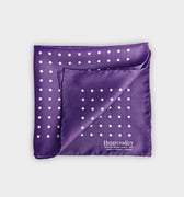 Purple & White Medium Spot Silk Pocket Square