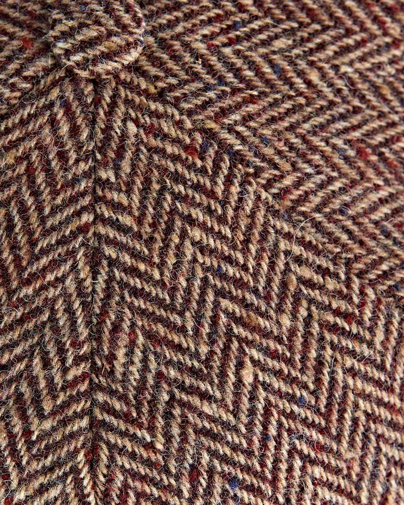 Red & Cream Wool Herringbone Toni Cap