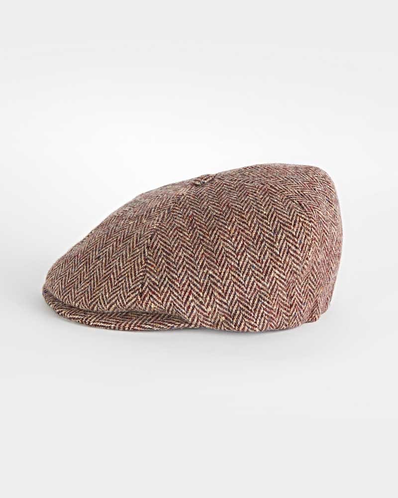 Red & Cream Wool Herringbone Toni Cap