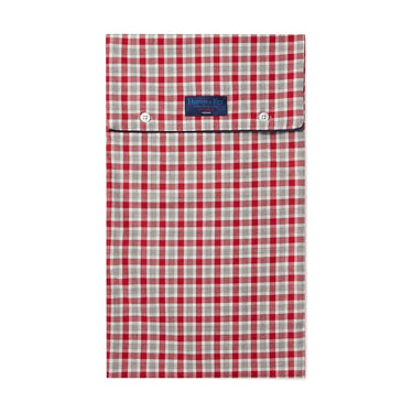 Red, Grey & White Checked Brushed Cotton Pyjamas with Navy Piping