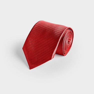 Red Herringbone Silk Tie